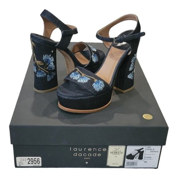 LAURENCE DACADE - PERLA SUNNYVALE JEANS SANDALS Sz 38 US 7.5 - Picture 1 of 10